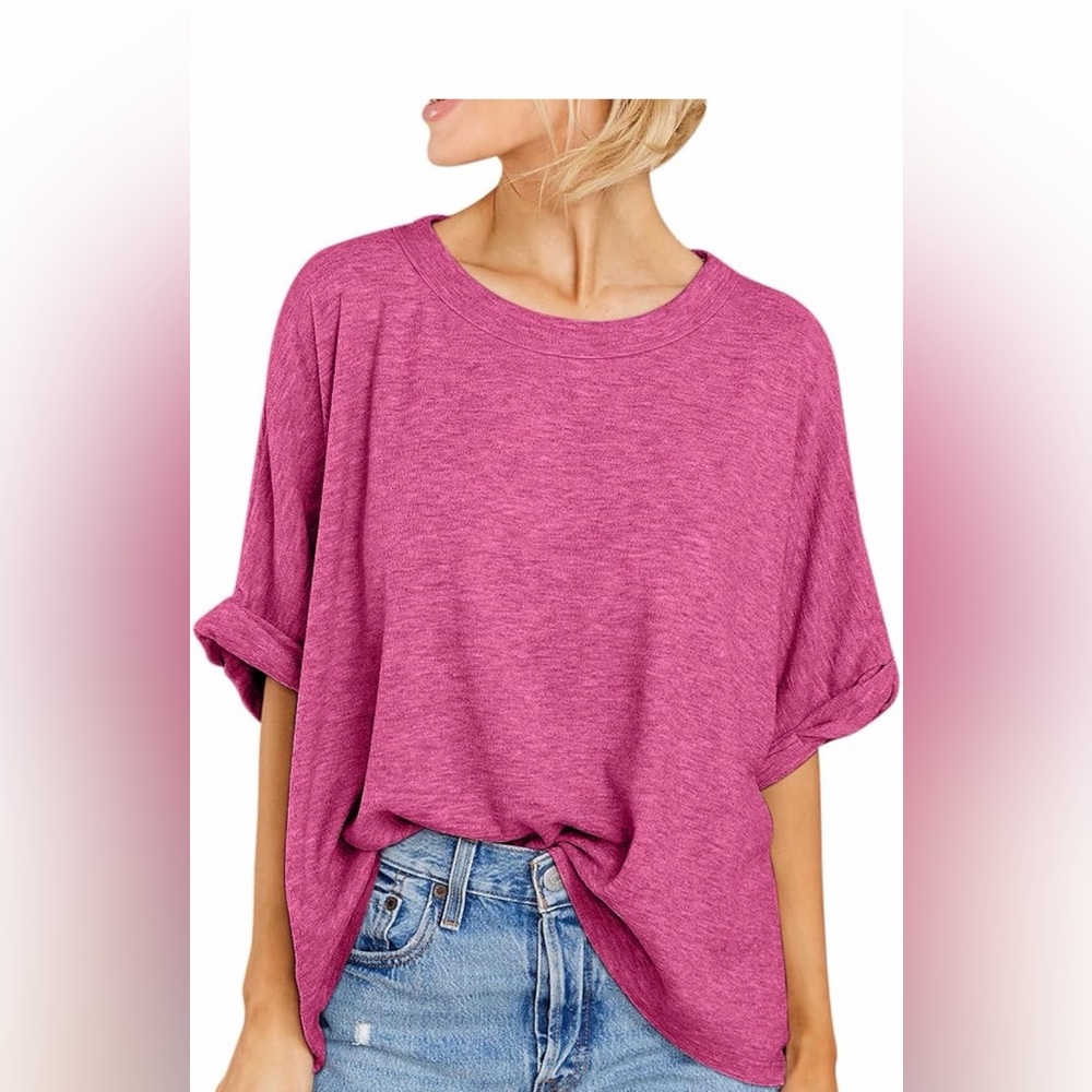 Amazon Women's Short Sleeve Tops - Black, Pink, and Brown bundle of 3.
